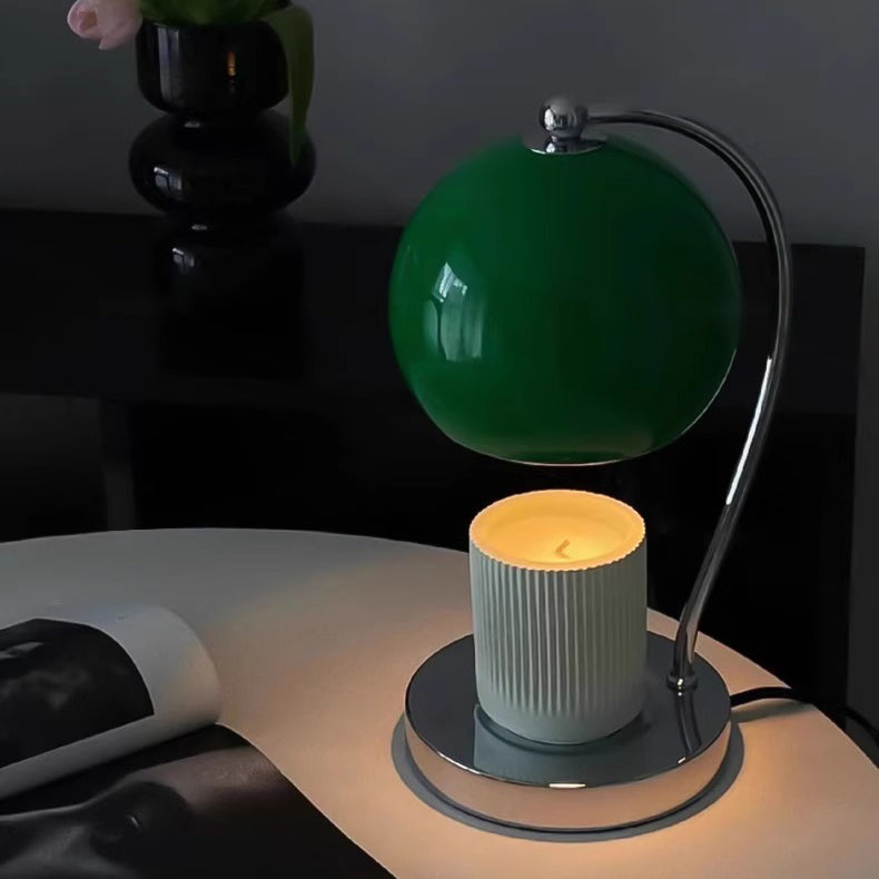 Lampe de table moderne Art Déco en forme de globe en fer avec une lumière pour faire fondre la cire parfumée pour la chambre 