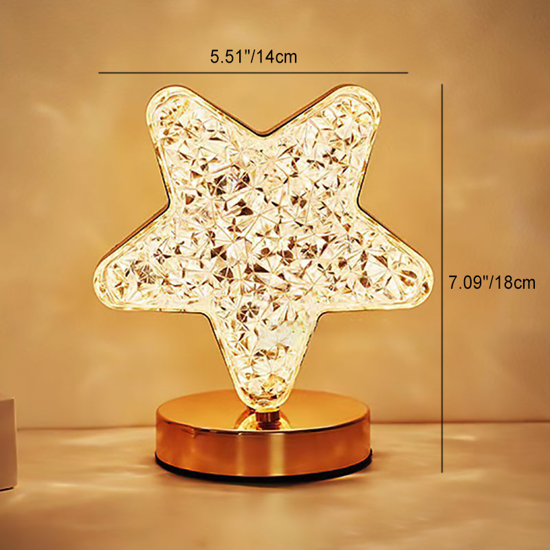 Lampe de table LED en métal acrylique étoile créative contemporaine pour chambre à coucher 