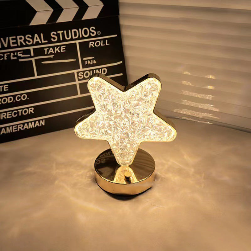 Lampe de table LED en métal acrylique étoile créative contemporaine pour chambre à coucher 
