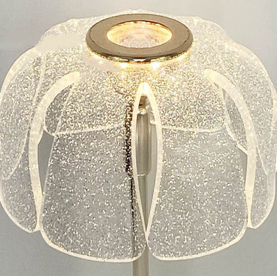 現代的な北欧の丸い花びらのハードウェアベースアクリルシェードLEDテーブルランプ（リビングルーム用） 