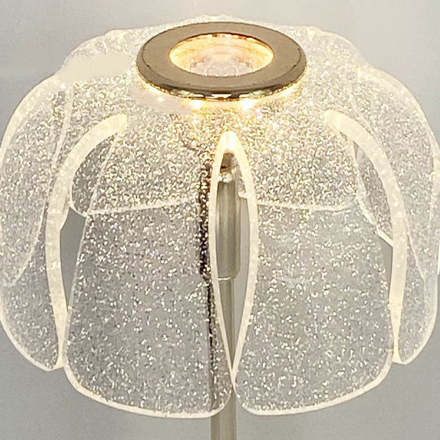 現代的な北欧の丸い花びらのハードウェアベースアクリルシェードLEDテーブルランプ（リビングルーム用） 