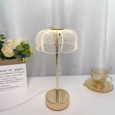 現代的な北欧の丸い花びらのハードウェアベースアクリルシェードLEDテーブルランプ（リビングルーム用） 