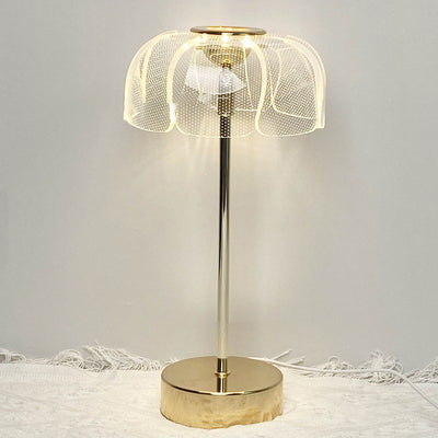 現代的な北欧の丸い花びらのハードウェアベースアクリルシェードLEDテーブルランプ（リビングルーム用） 