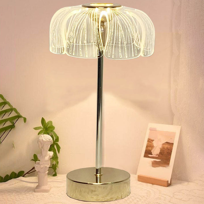現代的な北欧の丸い花びらのハードウェアベースアクリルシェードLEDテーブルランプ（リビングルーム用） 