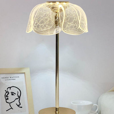 現代的な北欧の丸い花びらのハードウェアベースアクリルシェードLEDテーブルランプ（リビングルーム用） 