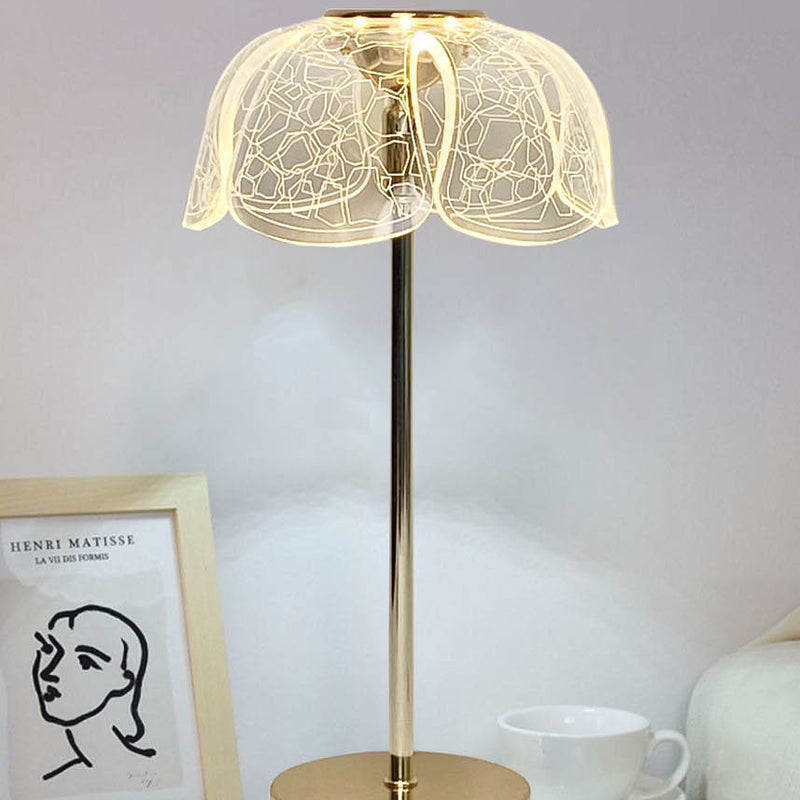 現代的な北欧の丸い花びらのハードウェアベースアクリルシェードLEDテーブルランプ（リビングルーム用） 