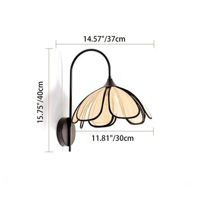 Contemporary Retro Dome Petal Fiber Woven 1-Light Wall Sconce Lamp For Living Room