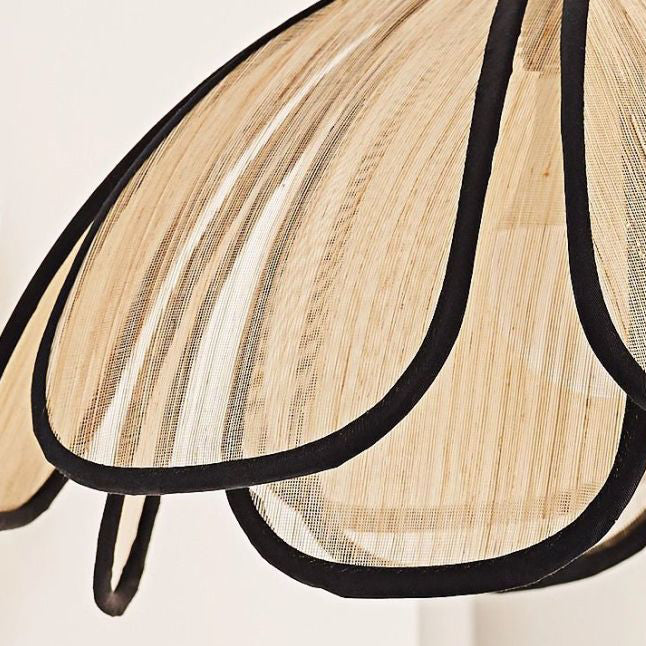 Applique murale contemporaine en forme de dôme rétro avec fibre tissée en forme de pétale à 1 lumière pour salon 