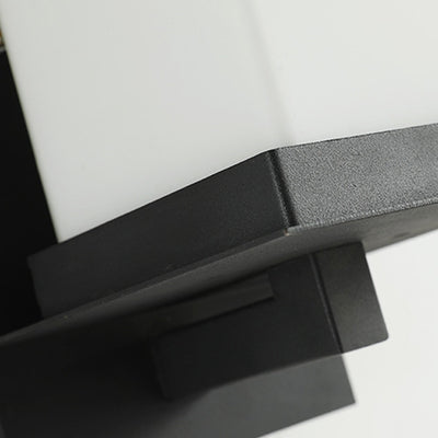 Lámpara Aplique de Pared de 1 Luz con Pantalla de Vidrio y Marco de Hierro Rectangular Moderno Minimalista para Patio Exterior 