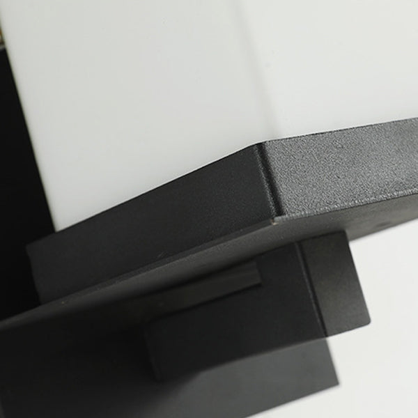 Lámpara Aplique de Pared de 1 Luz con Pantalla de Vidrio y Marco de Hierro Rectangular Moderno Minimalista para Patio Exterior 