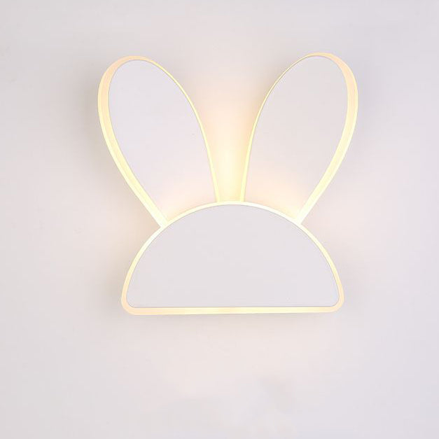 Applique murale LED en fer PVC avec oreilles de lapin et bois de cerf demi-rond créatif contemporain pour chambre 