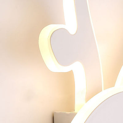 Applique murale LED en fer PVC avec oreilles de lapin et bois de cerf demi-rond créatif contemporain pour chambre 