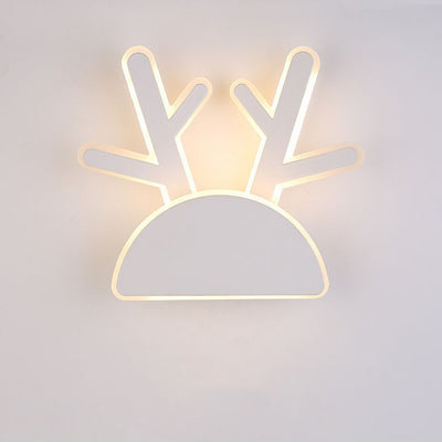 Applique murale LED en fer PVC avec oreilles de lapin et bois de cerf demi-rond créatif contemporain pour chambre 