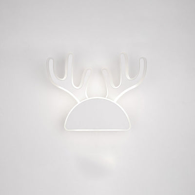 Applique murale LED en fer PVC avec oreilles de lapin et bois de cerf demi-rond créatif contemporain pour chambre 