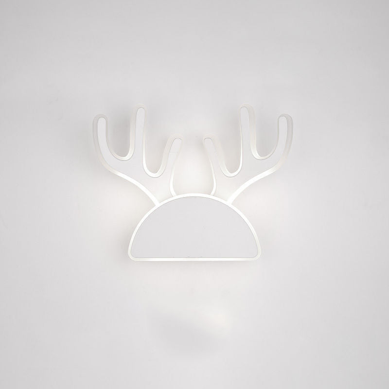 Applique murale LED en fer PVC avec oreilles de lapin et bois de cerf demi-rond créatif contemporain pour chambre 