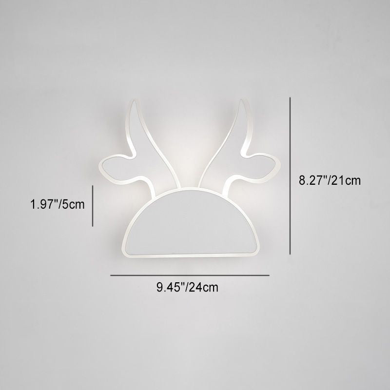 Applique murale LED en fer PVC avec oreilles de lapin et bois de cerf demi-rond créatif contemporain pour chambre 