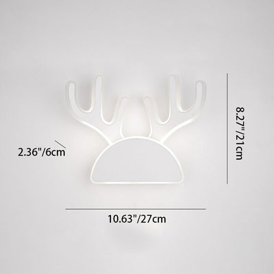 Applique murale LED en fer PVC avec oreilles de lapin et bois de cerf demi-rond créatif contemporain pour chambre 