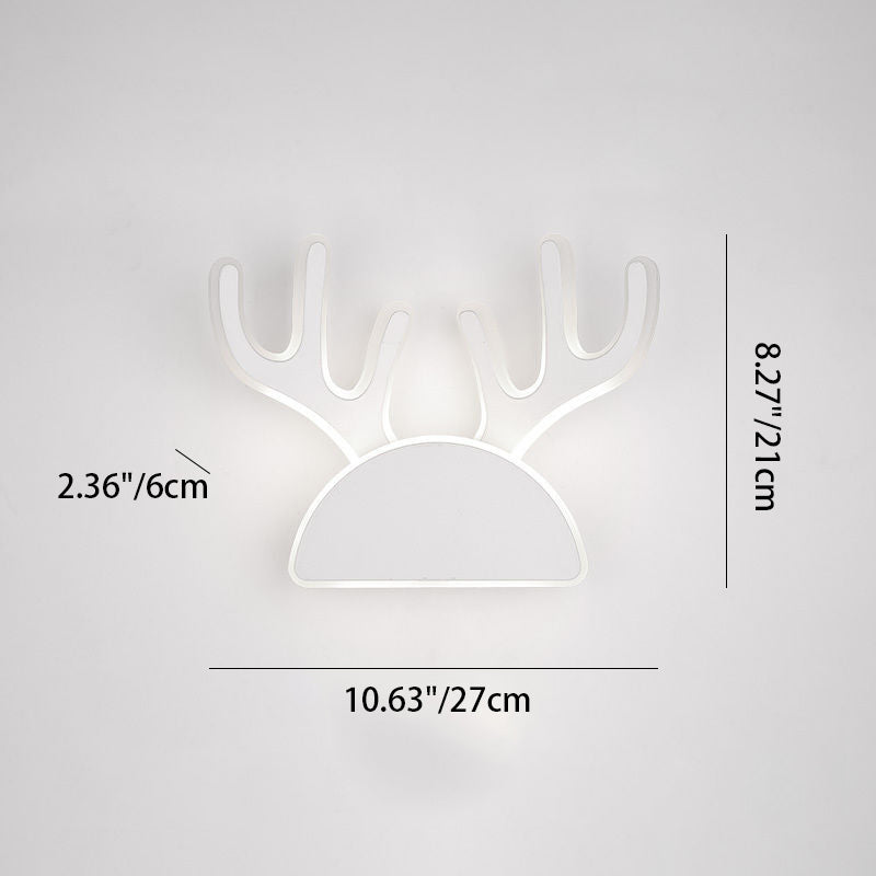 Applique murale LED en fer PVC avec oreilles de lapin et bois de cerf demi-rond créatif contemporain pour chambre 