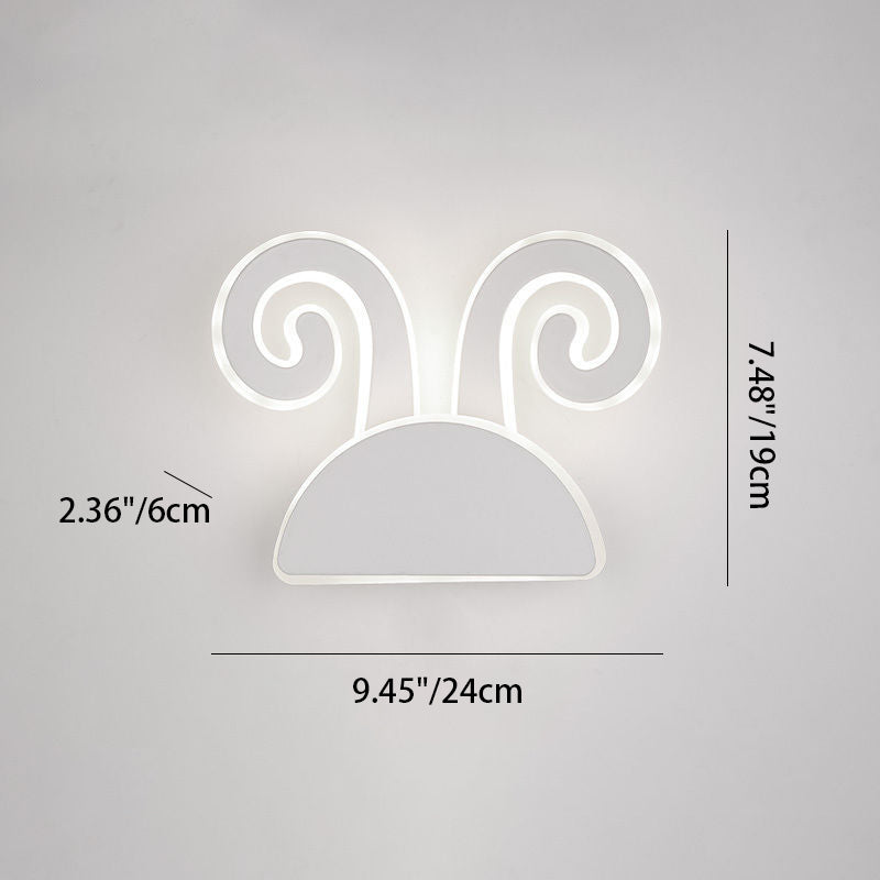 Zeitgenössische kreative halbrunde Geweih-Hasenohren Eisen PVC LED Wandleuchte für das Schlafzimmer 