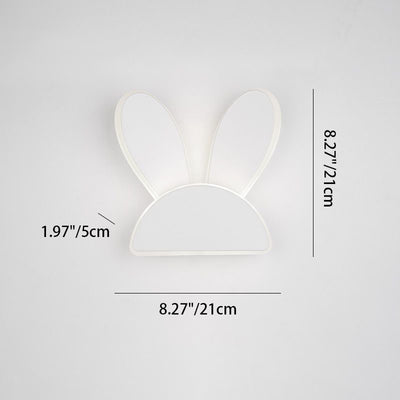 Applique murale LED en fer PVC avec oreilles de lapin et bois de cerf demi-rond créatif contemporain pour chambre 