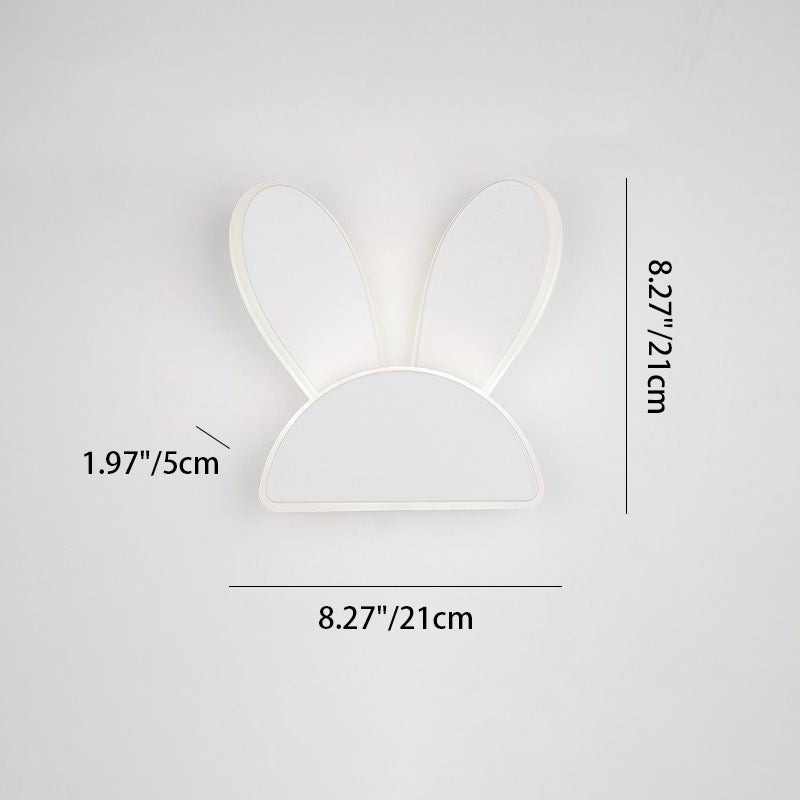 Applique murale LED en fer PVC avec oreilles de lapin et bois de cerf demi-rond créatif contemporain pour chambre 