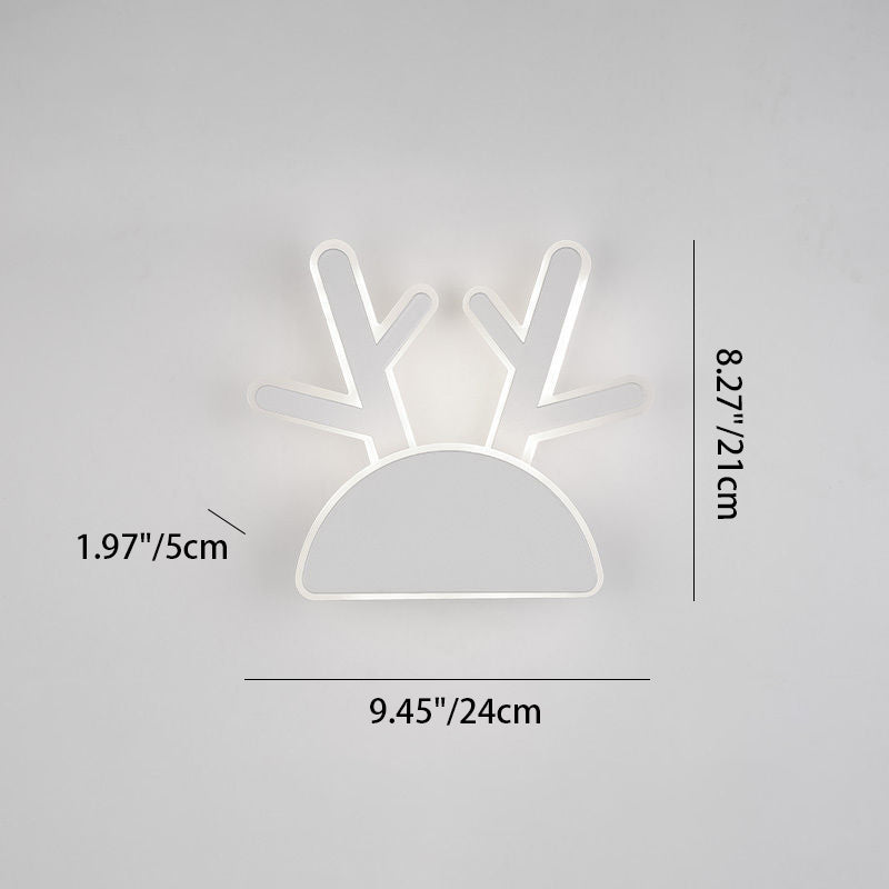 Applique murale LED en fer PVC avec oreilles de lapin et bois de cerf demi-rond créatif contemporain pour chambre 