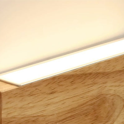 Moderne minimalistische rechteckige Wandleuchte aus Gummibaumholz und Acryl mit LED für das Schlafzimmer 
