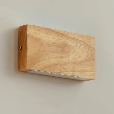 Moderne minimalistische rechteckige Wandleuchte aus Gummibaumholz und Acryl mit LED für das Schlafzimmer 