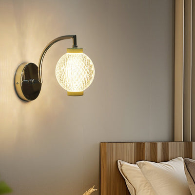 Moderne minimalistische gebogene Stange Globus Eisen Acryl LED Wandleuchte für Wohnzimmer 