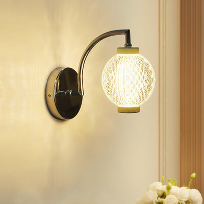 Moderne minimalistische gebogene Stange Globus Eisen Acryl LED Wandleuchte für Wohnzimmer 