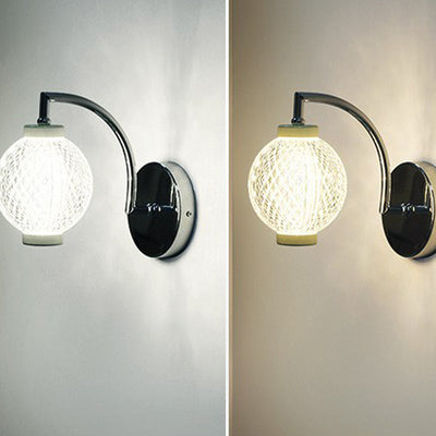 Moderne minimalistische gebogene Stange Globus Eisen Acryl LED Wandleuchte für Wohnzimmer 