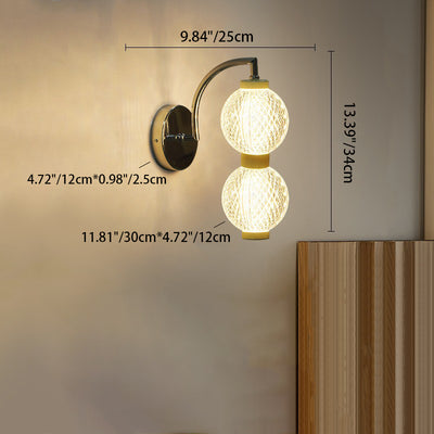 Moderne minimalistische gebogene Stange Globus Eisen Acryl LED Wandleuchte für Wohnzimmer 