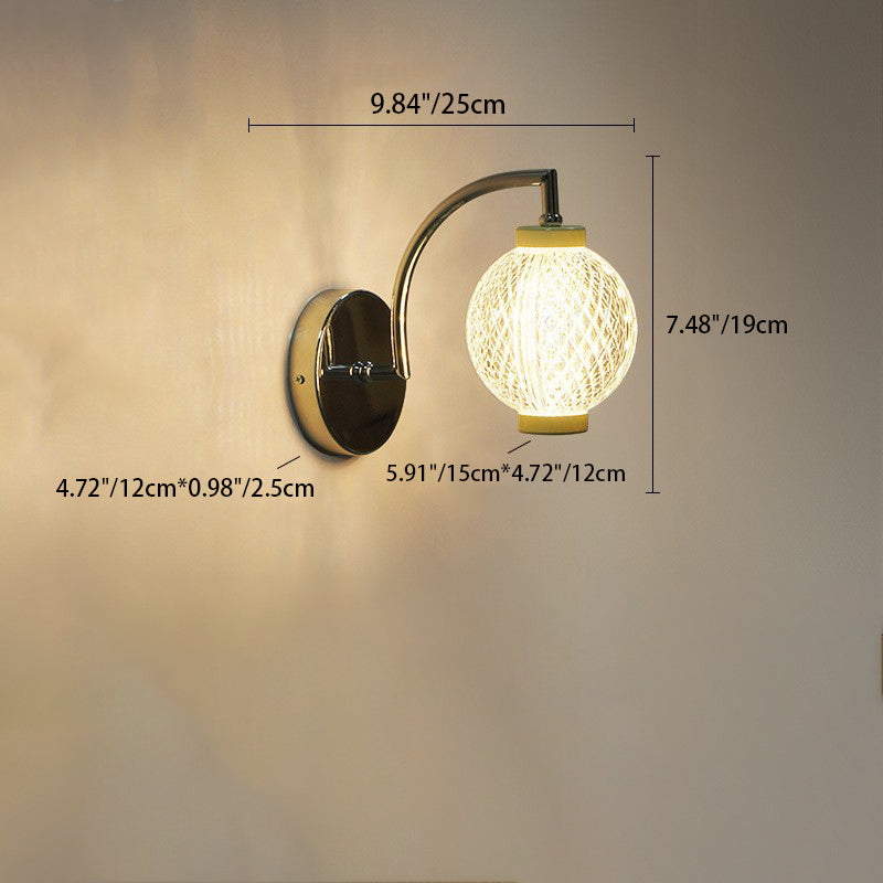 Moderne minimalistische gebogene Stange Globus Eisen Acryl LED Wandleuchte für Wohnzimmer 