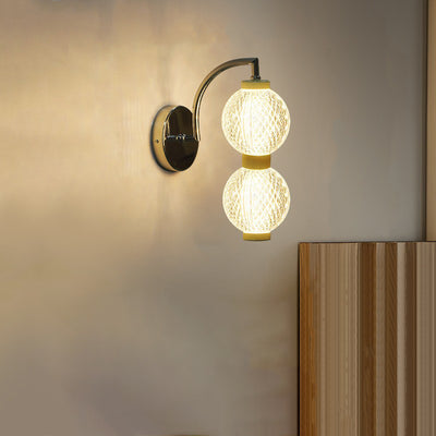 Moderne minimalistische gebogene Stange Globus Eisen Acryl LED Wandleuchte für Wohnzimmer 