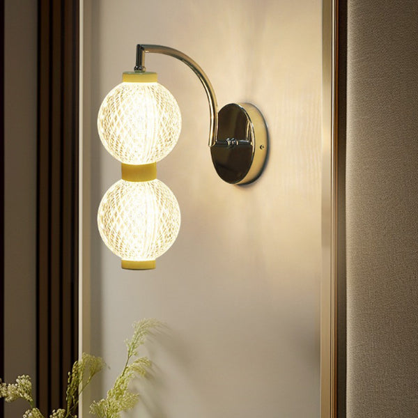 Moderne minimalistische gebogene Stange Globus Eisen Acryl LED Wandleuchte für Wohnzimmer 