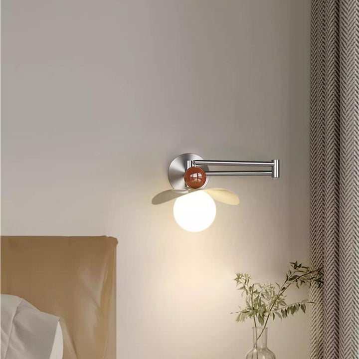 Applique Murale LED Moderne Minimaliste avec Bras Oscillant, Poteau Courbé et Poteau Droit en Fer et Verre Globe pour Chambre 
