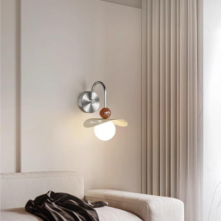 Applique Murale LED Moderne Minimaliste avec Bras Oscillant, Poteau Courbé et Poteau Droit en Fer et Verre Globe pour Chambre 