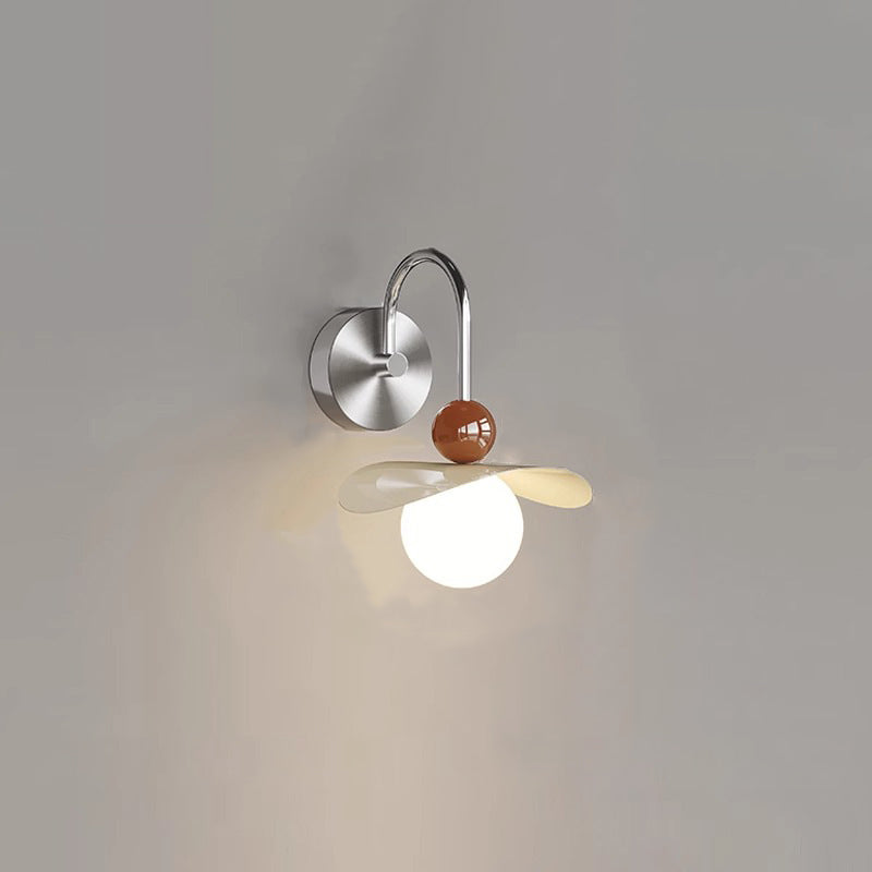 Applique Murale LED Moderne Minimaliste avec Bras Oscillant, Poteau Courbé et Poteau Droit en Fer et Verre Globe pour Chambre 