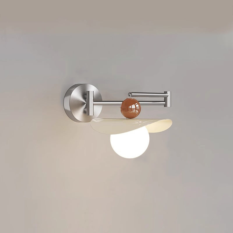 Modern Minimalist Curved Pole Straight Pole Swing Arm Globe Iron Glass LED Wall Sconce Lamp For Bedroom