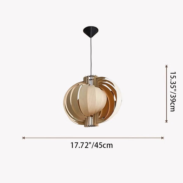 Traditionelle Vintage-Globus-Mondform Holz 1-Licht Pendelleuchte für Wohnzimmer 