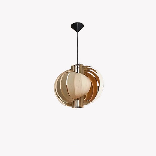 Traditionelle Vintage-Globus-Mondform Holz 1-Licht Pendelleuchte für Wohnzimmer 