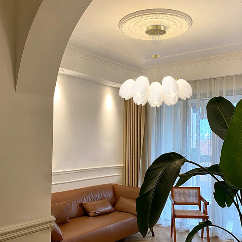 Chandelier contemporain créatif en fer Tulip PE 7/13 lumières pour salon 