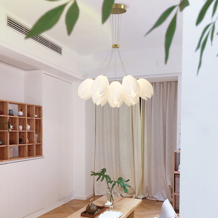 Chandelier contemporain créatif en fer Tulip PE 7/13 lumières pour salon 