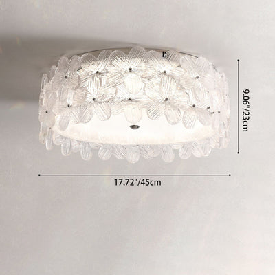 Modern Minimalist Round Petal Hardware Glass Shade LED Flush Mount Ceiling Light For Bedroom
