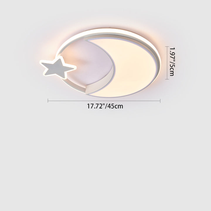 Plafonnier LED en fer acrylique rond moderne minimaliste pour enfants, étoile et lune, pour chambre à coucher 