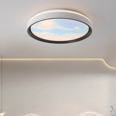 Luz de techo LED empotrada de hierro acrílico redonda creativa contemporánea para dormitorio 