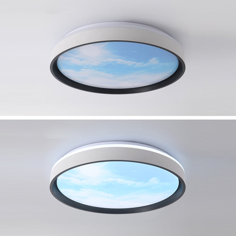 Luz de techo LED empotrada de hierro acrílico redonda creativa contemporánea para dormitorio 