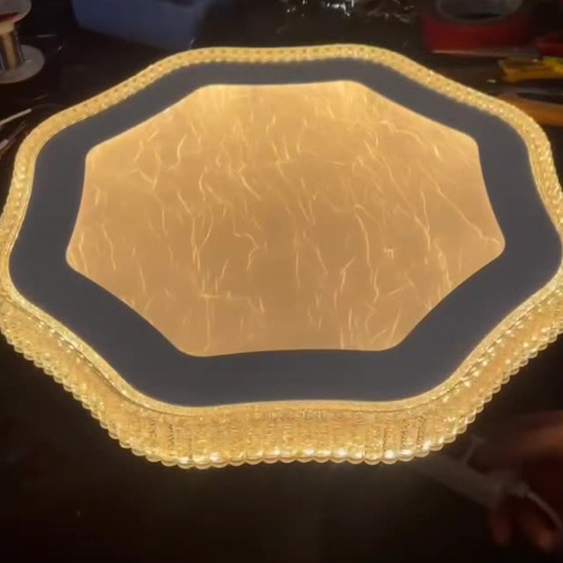 Moderne minimalistische unregelmäßige runde Blumen-LED-Deckenleuchte aus Eisen, Acryl und Kristall für das Schlafzimmer 