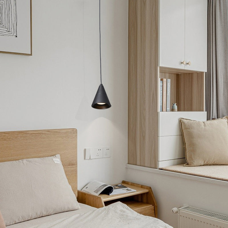 Modern Minimalist Cone Aluminum LED Pendant Light For Bedroom