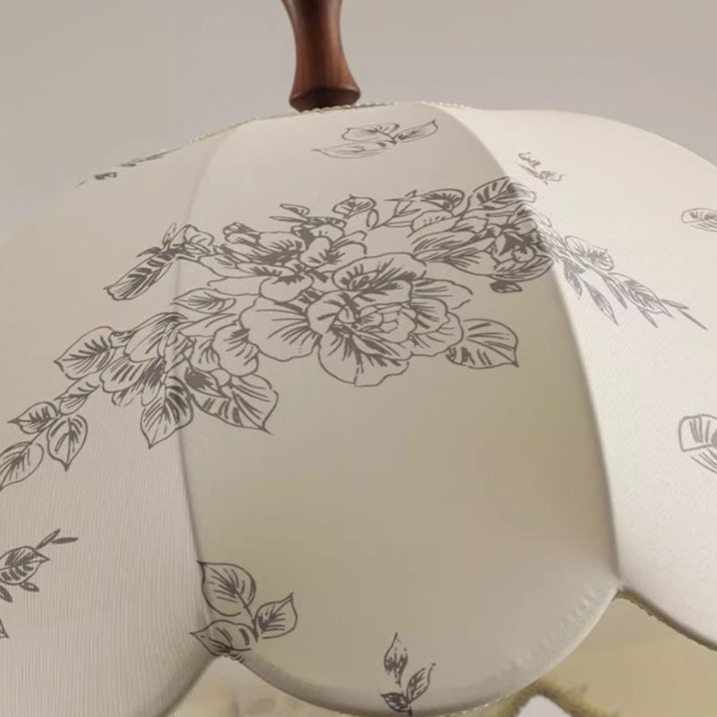 Lámpara colgante de 3 luces con pantalla de tela, marco de hierro y madera maciza, estilo tradicional francés con forma de cúpula redonda, para sala de estar 